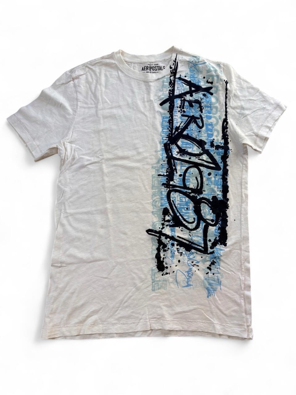 Y2K Aeropostale “Aero 1987” Graffiti Graphic Tee – White, M